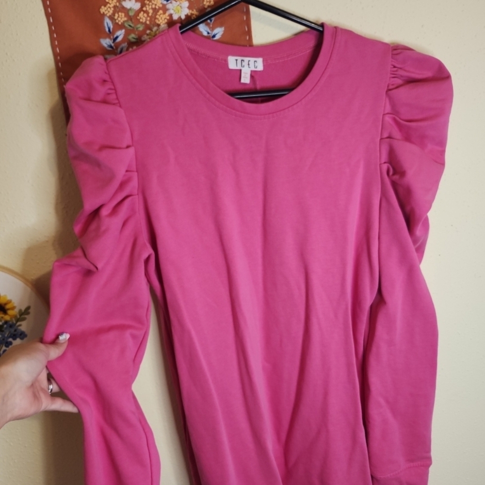 TCEC Vibrant Pink Crew Neck Top